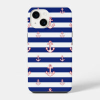 Anchors on Blue Stripes Nautical Style