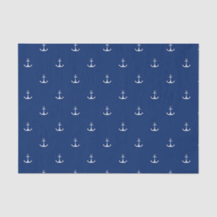 Anchors on Navy Blue Background Nautical Theme  Tissue Paper
