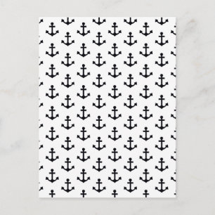 Anchors Pattern Nautical Black White Sailor Postcard