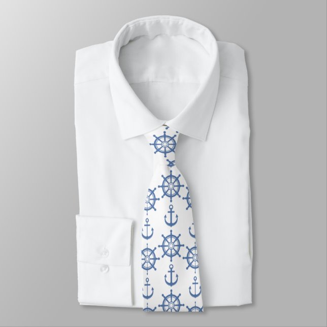 anchors ships wheel boats ships tie retro blue 2 (Tied)