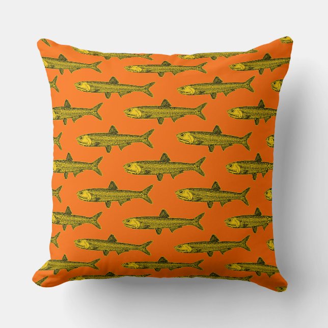 Anchovy Pattern - Amber, Black and Orange Cushion (Front)