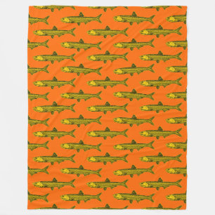 Anchovy Pattern - Amber, Black and Orange Fleece Blanket