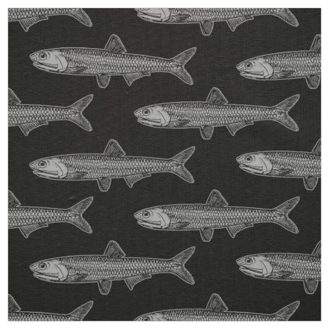 Anchovy Pattern - Black and 30% Grey Fabric (Swatch)