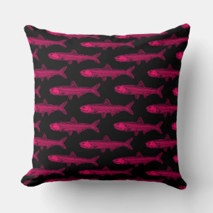 Anchovy Pattern - Neon Red and Black Cushion