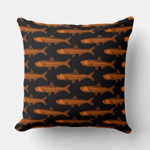 Anchovy Pattern - Orange and Black Cushion