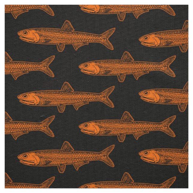 Anchovy Pattern - Orange and Black Fabric (Swatch)