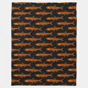 Anchovy Pattern - Orange and Black Fleece Blanket