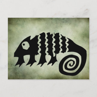 ancient african tribal symbols linocut postcard