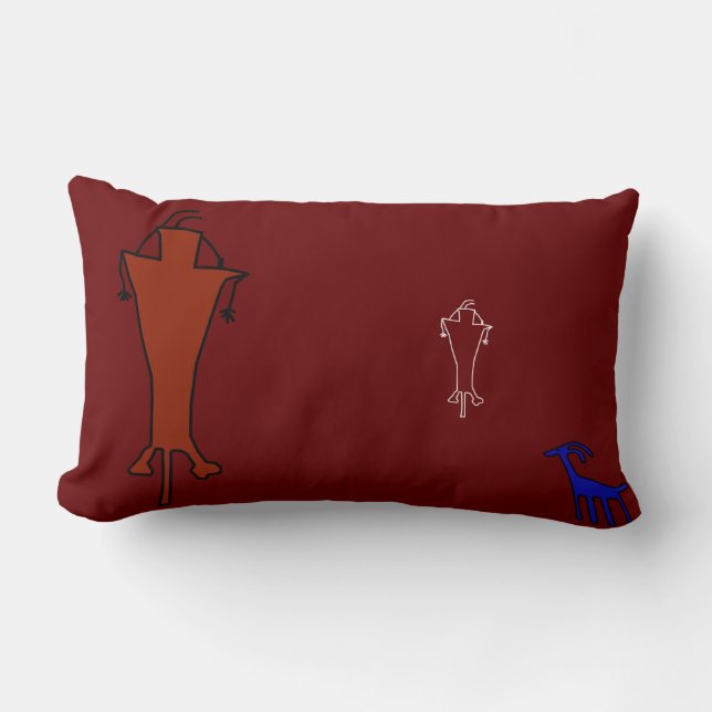 Ancient Alien Art Petroglyph s Man or Alien Lumbar Cushion (Front)