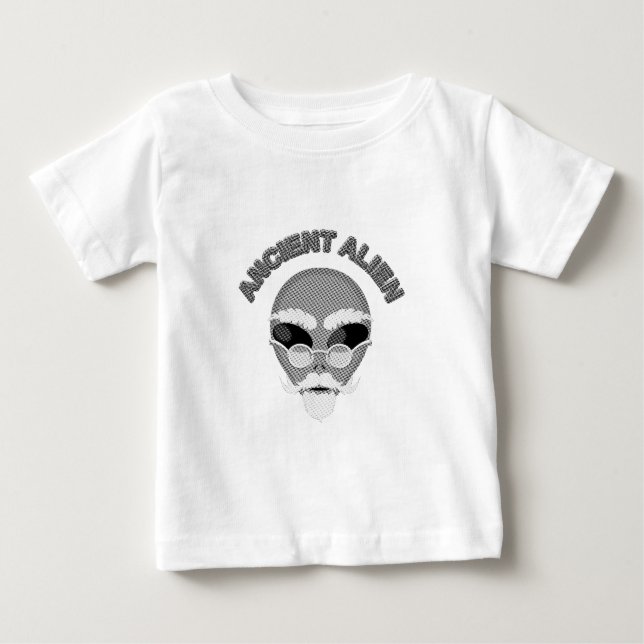 Ancient Alien Head Newsprint Baby T-Shirt (Front)
