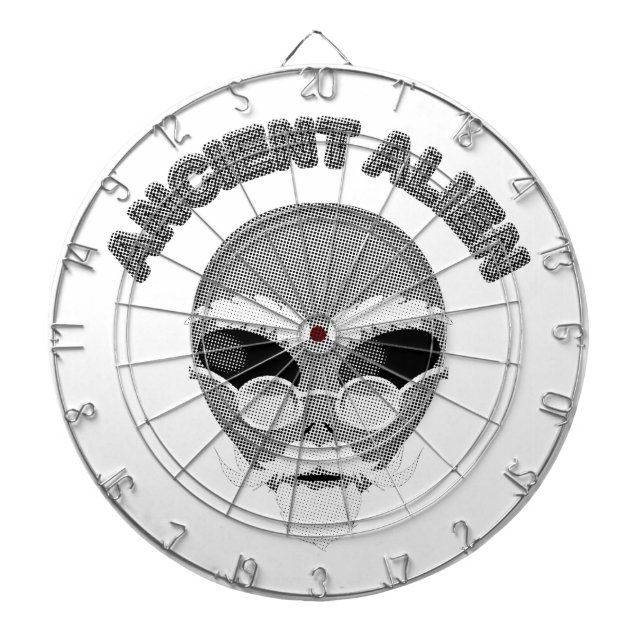 Ancient Alien Head Newsprint Dartboard (Front)