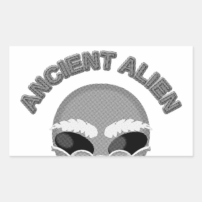 Ancient Alien Head Newsprint Rectangular Sticker (Front)