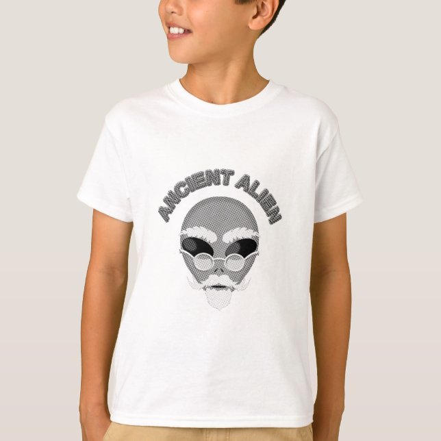 Ancient Alien Head Newsprint T-Shirt (Front)