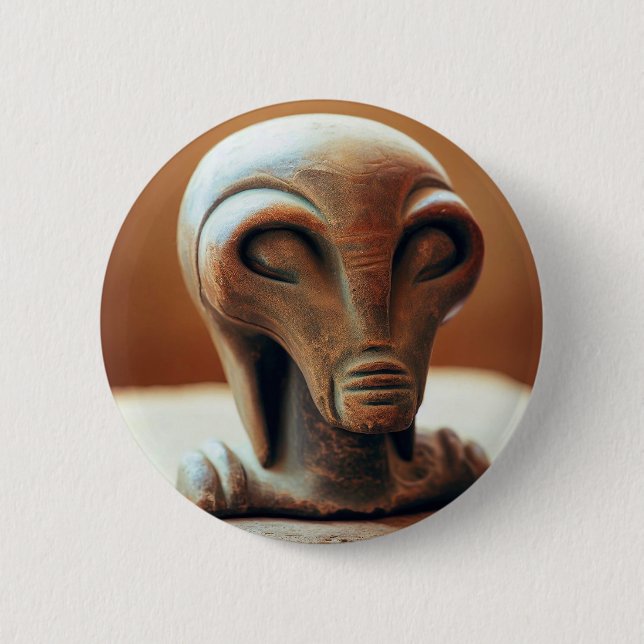 Ancient Alien Statue 6 Cm Round Badge (Front)