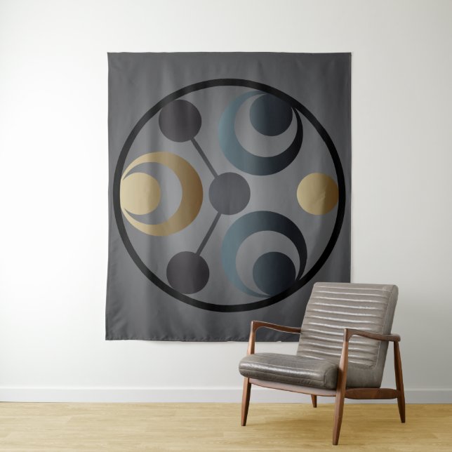 Ancient Alien Symbols Gold Crop Circle Tapestry (In Situ)