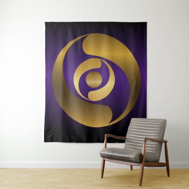 Ancient Alien Symbols Gold Crop Circle Tapestry (In Situ)