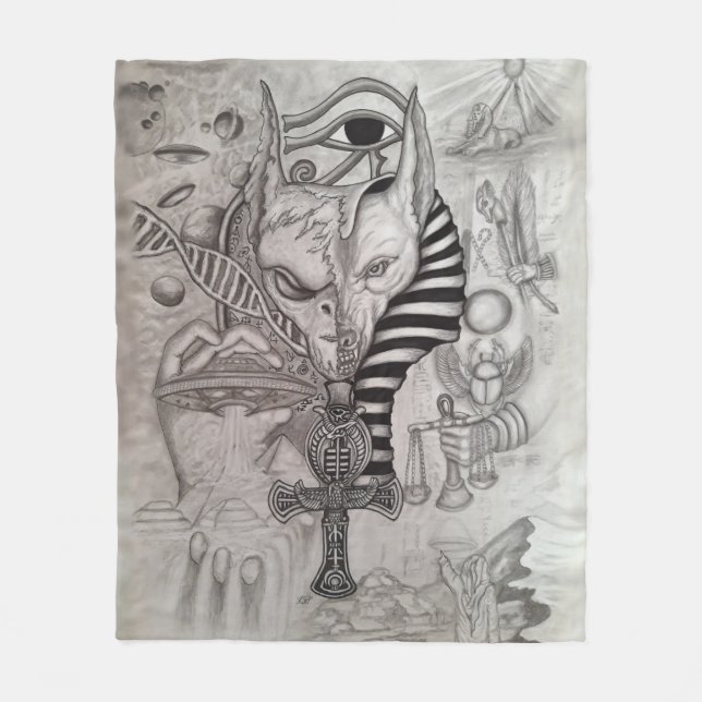 Ancient Aliens , Anubis Fleece Blanket (Front)