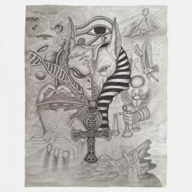 Ancient Aliens , Anubis Fleece Blanket (Front)