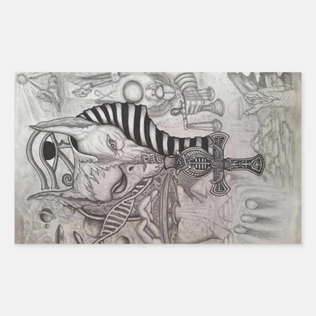 Ancient Aliens , Anubis Rectangular Sticker (Front)