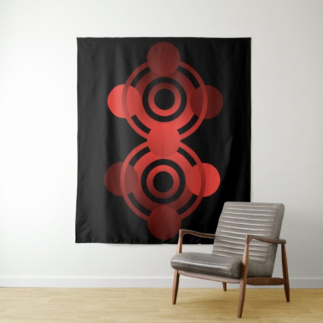 Ancient Aliens Red Alien Crop Circle Tapestry (In Situ)