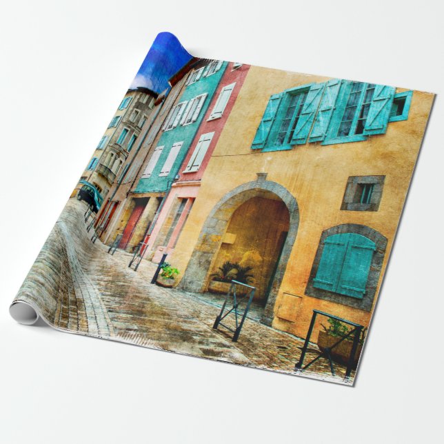 Ancient architecture art wrapping paper (Unrolled)