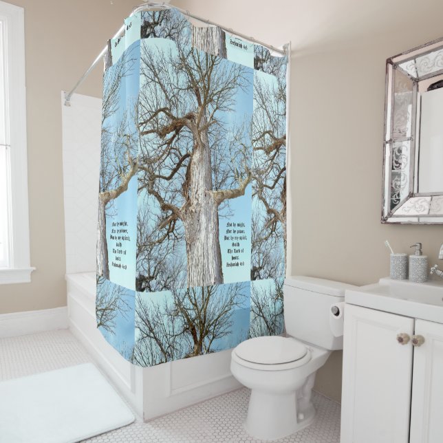 Ancient Ash Zechariah 4:6  Shower Curtain (In Situ)