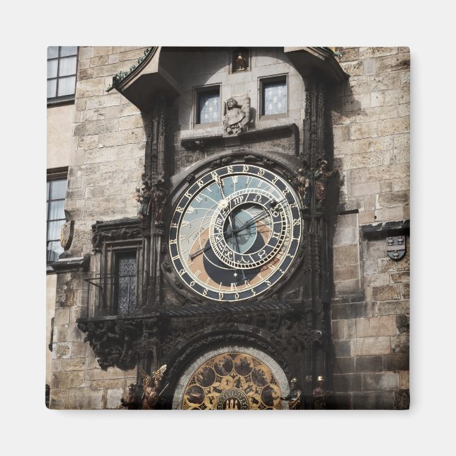 Ancient Astrology Timepiece Clock in Prague Czech Magnet (Front)