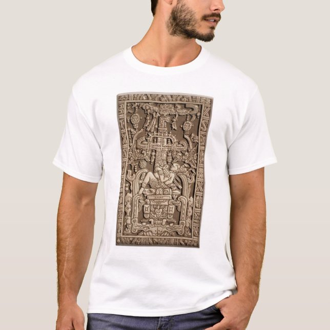 Ancient Astronaut. Pakal, Maya, sarcophagus lid. T-Shirt (Front)