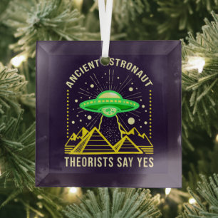 Ancient Astronaut Theorists Say Yes Alien Theory Glass Tree Decoration