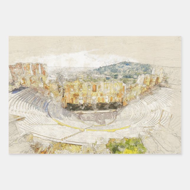 Ancient Athens Theatre Wrapping Paper – Landmark (Front)