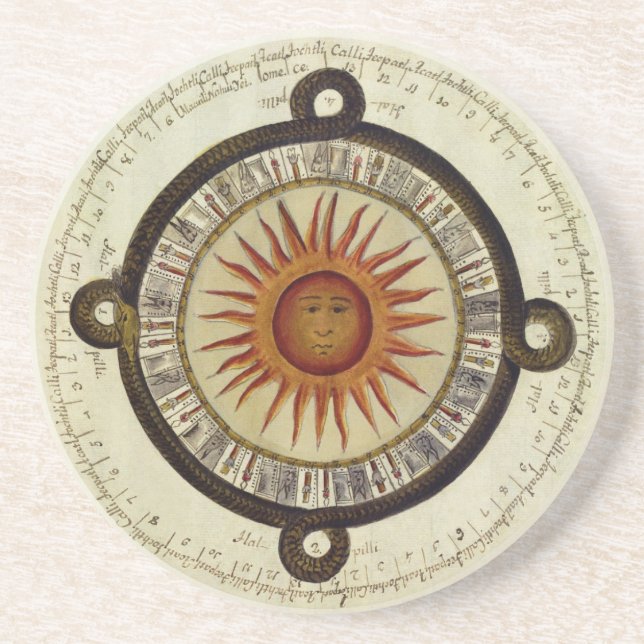Ancient Aztec Sun Calender from Mesoamerica Coaster (Front)