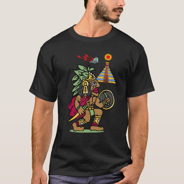 Ancient Aztec Warrior Dln8 Aliens At Tenochtitlan T-Shirt (Front)