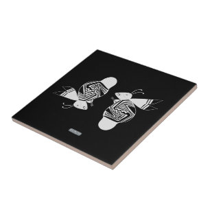 Ancient bees ink painting ceramic tile