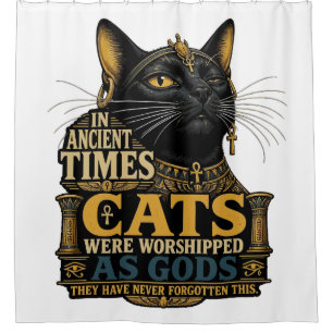 Ancient Black Cat Attitude Shower Curtain