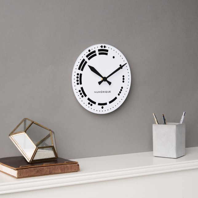Ancient Black White Mayan Numerals Vector Art Round Clock (Office)