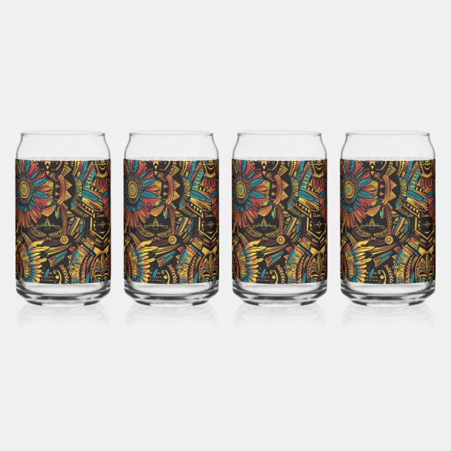 Ancient Blue "Aztec Dream" 16oz Printed Glass Set (Front)