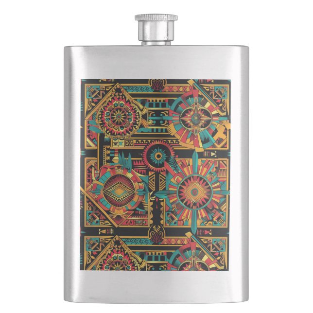 Ancient Blue "Aztec Dream" Classic Flask (Front)