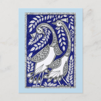 Ancient Blue Kalamkari Post Card