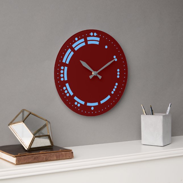 Ancient Blue Red Mayan Numerals Vector Art Large Clock (Office)