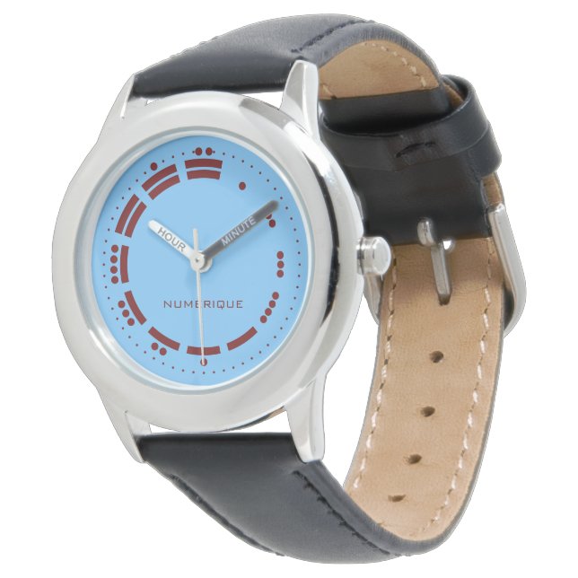Ancient Blue Red Mayan Numerals Vector Art Watch (Angled)