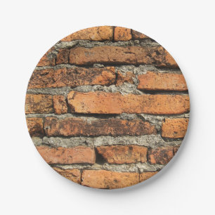 Ancient Brick Wall Paper Plate