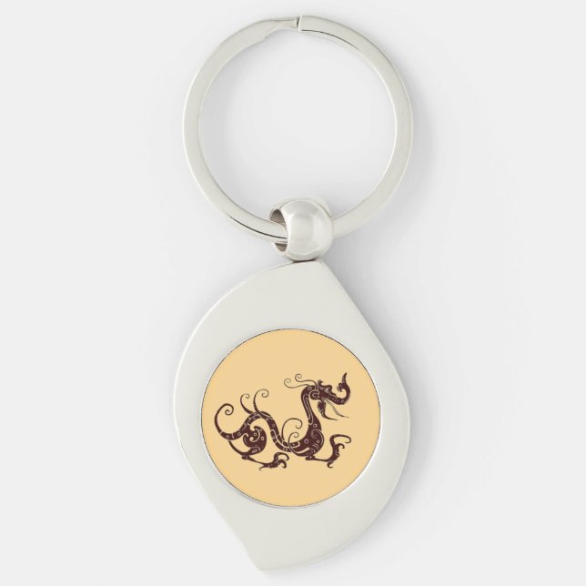 Ancient brown mystical dragon key ring (Front)