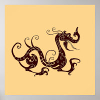 Ancient brown mystical dragon