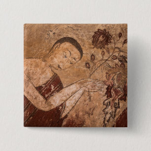 Ancient Buddhist Painting 15 Cm Square Badge