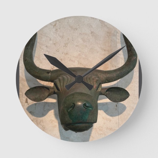 Ancient Bull Round Clock (Front)