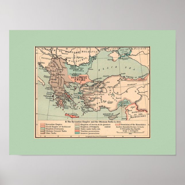 Ancient Byzantine Empire Map Poster (Front)