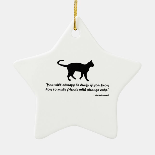 Ancient Cat Proverb Ceramic Tree Decoration (Front)