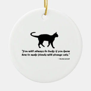 Ancient Cat Proverb Ceramic Tree Decoration