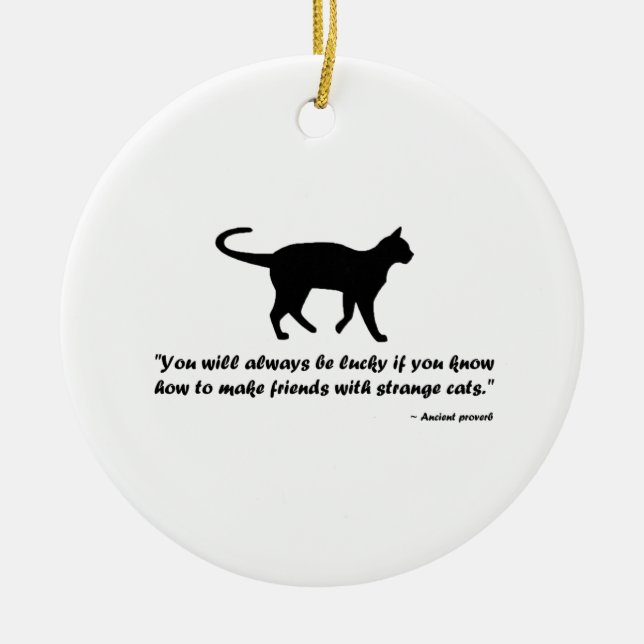 Ancient Cat Proverb Ceramic Tree Decoration (Front)