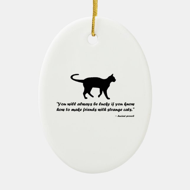 Ancient Cat Proverb Ceramic Tree Decoration (Front)